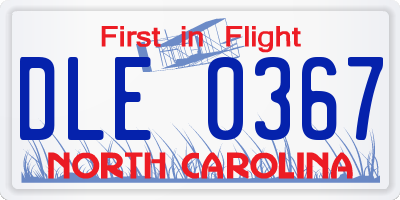 NC license plate DLE0367