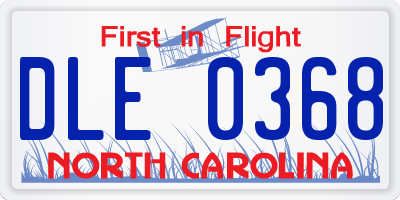 NC license plate DLE0368