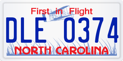NC license plate DLE0374