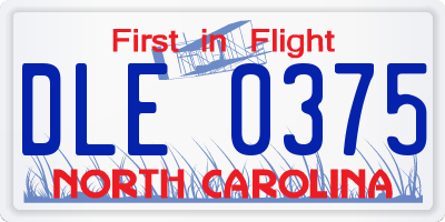 NC license plate DLE0375