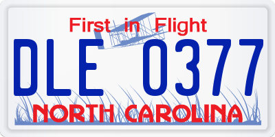 NC license plate DLE0377