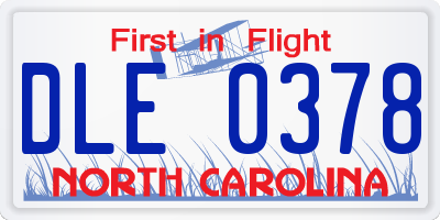 NC license plate DLE0378