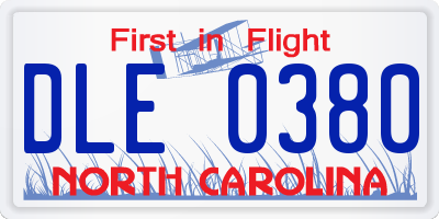 NC license plate DLE0380