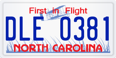 NC license plate DLE0381