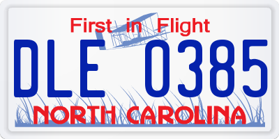 NC license plate DLE0385