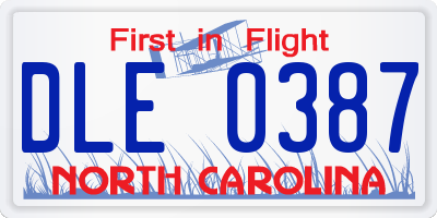 NC license plate DLE0387