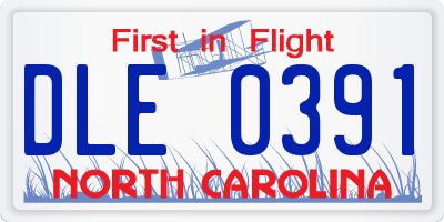 NC license plate DLE0391