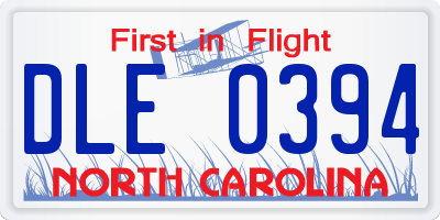 NC license plate DLE0394