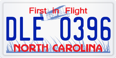 NC license plate DLE0396