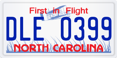 NC license plate DLE0399