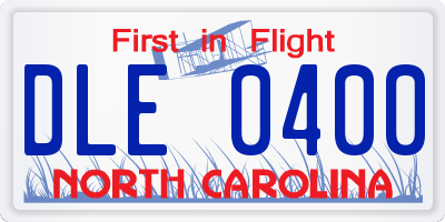 NC license plate DLE0400