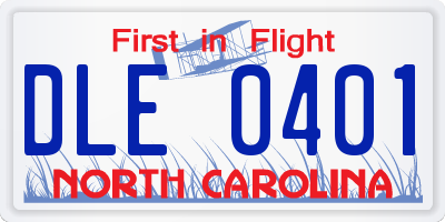 NC license plate DLE0401