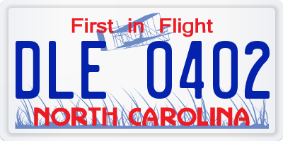 NC license plate DLE0402