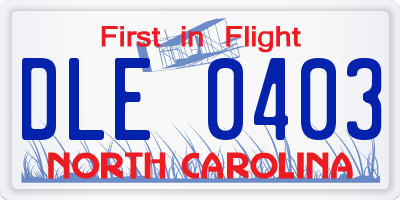 NC license plate DLE0403