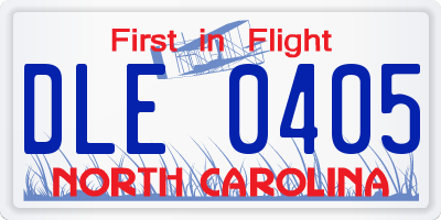 NC license plate DLE0405