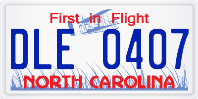 NC license plate DLE0407