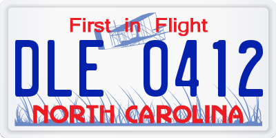 NC license plate DLE0412