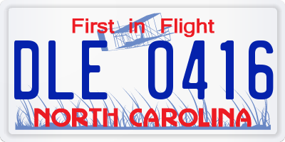 NC license plate DLE0416