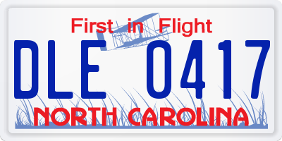 NC license plate DLE0417