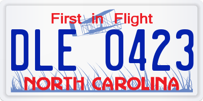 NC license plate DLE0423