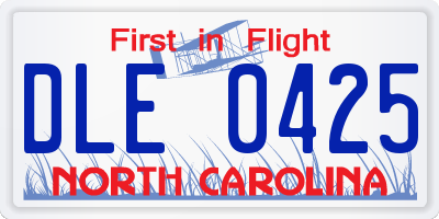 NC license plate DLE0425