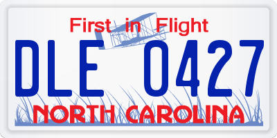 NC license plate DLE0427