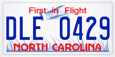 NC license plate DLE0429