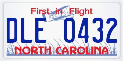NC license plate DLE0432
