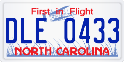 NC license plate DLE0433