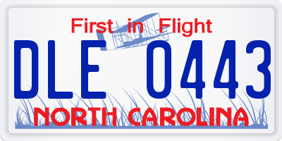 NC license plate DLE0443