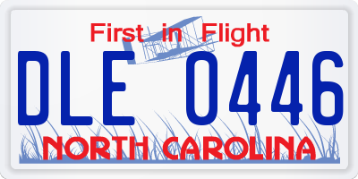 NC license plate DLE0446