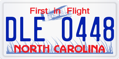 NC license plate DLE0448