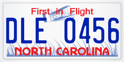 NC license plate DLE0456