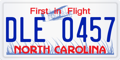 NC license plate DLE0457