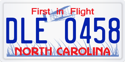 NC license plate DLE0458