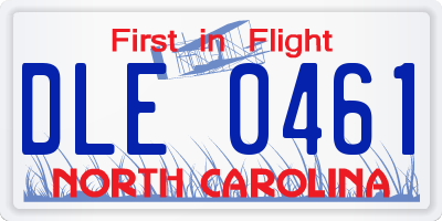 NC license plate DLE0461