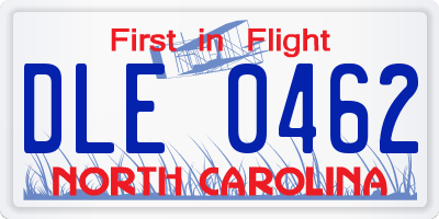 NC license plate DLE0462