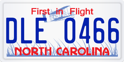 NC license plate DLE0466