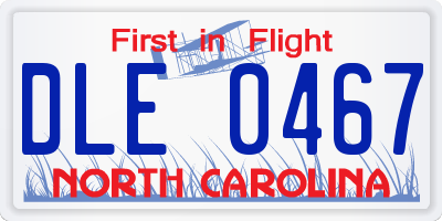 NC license plate DLE0467
