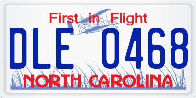 NC license plate DLE0468