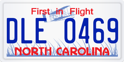 NC license plate DLE0469