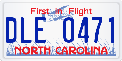 NC license plate DLE0471