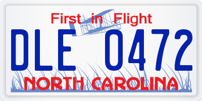 NC license plate DLE0472