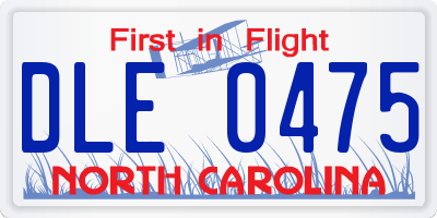 NC license plate DLE0475