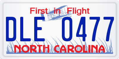 NC license plate DLE0477