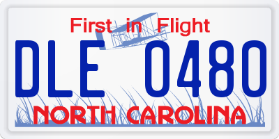 NC license plate DLE0480
