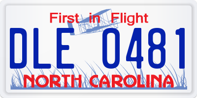 NC license plate DLE0481