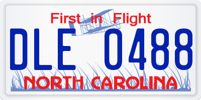 NC license plate DLE0488