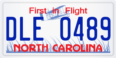 NC license plate DLE0489
