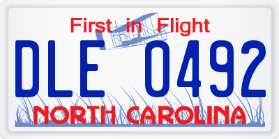 NC license plate DLE0492